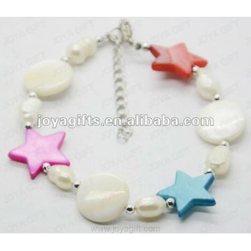 2012 Fashion Joya Pearl Shell Star Beaded Bracelet